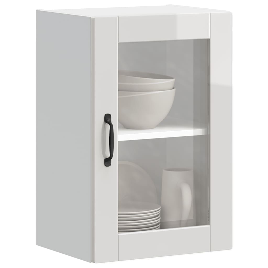 Kitchen Wall Cabinet with Glass Door "Porto" High Gloss White