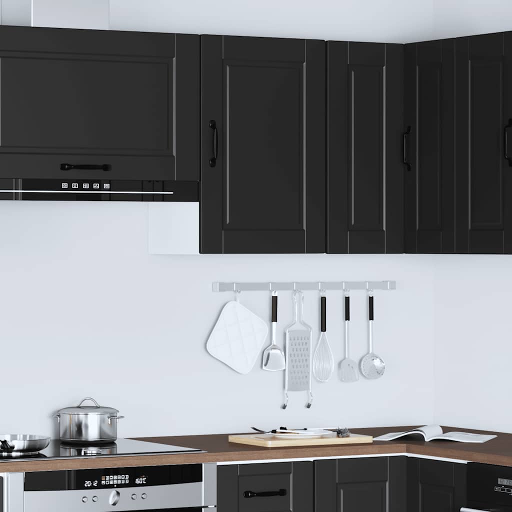 Kitchen Wall Cabinet "Porto" Black Engineered Wood