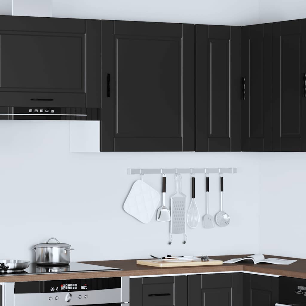 Kitchen Wall Cabinet "Porto" Black Engineered Wood