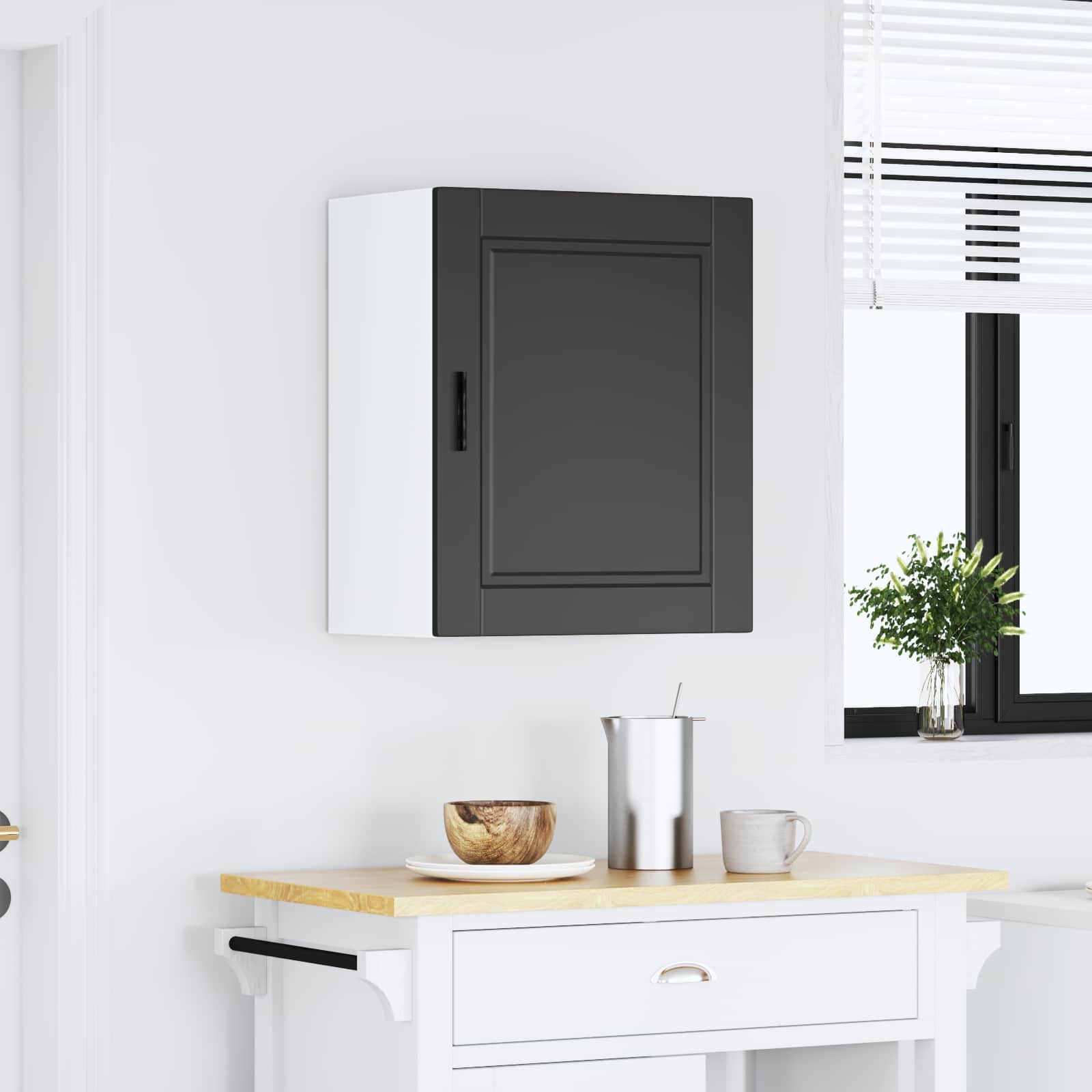 Kitchen Wall Cabinet "Porto" Black Engineered Wood