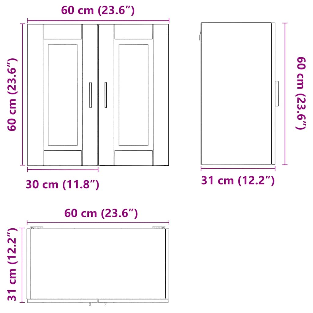 Kitchen Wall Cabinet "Porto" Black Engineered Wood