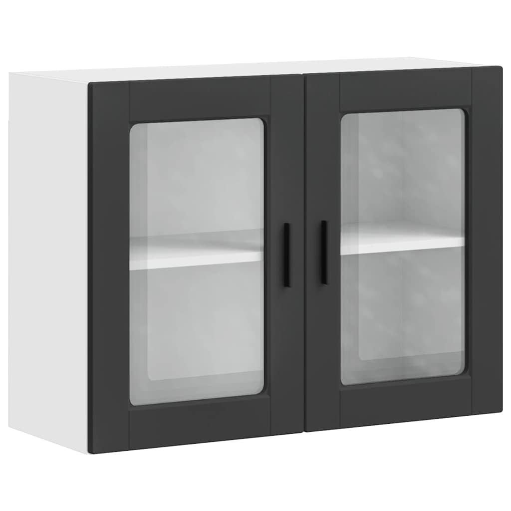 Kitchen Wall Cabinet with Glass Door "Porto" Black
