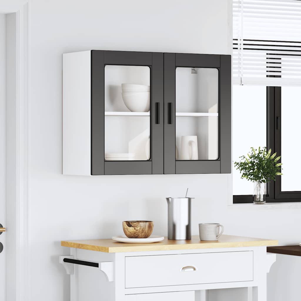 Kitchen Wall Cabinet with Glass Door "Porto" Black