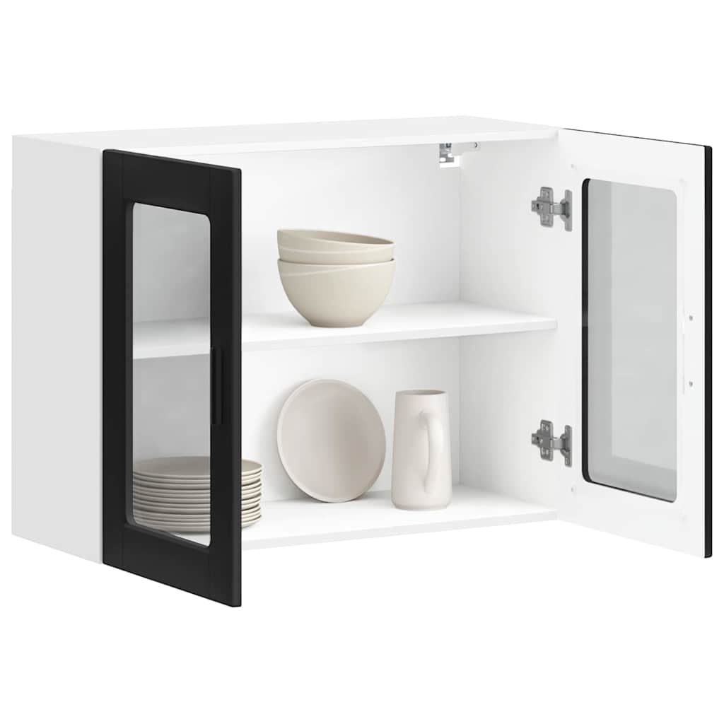 Kitchen Wall Cabinet with Glass Door "Porto" Black