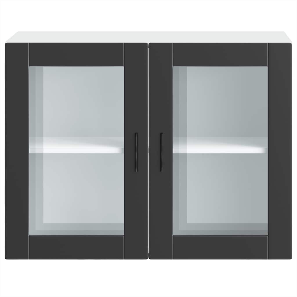 Kitchen Wall Cabinet with Glass Door "Porto" Black