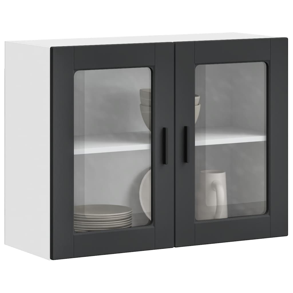 Kitchen Wall Cabinet with Glass Door "Porto" Black