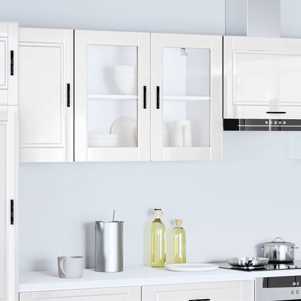 Kitchen Wall Cabinet with Glass Door "Porto" High Gloss White