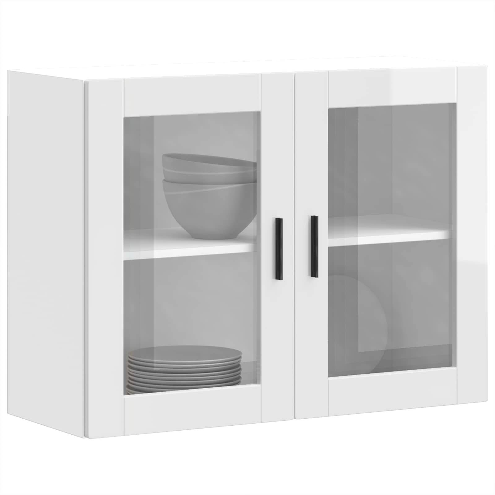Kitchen Wall Cabinet with Glass Door "Porto" High Gloss White