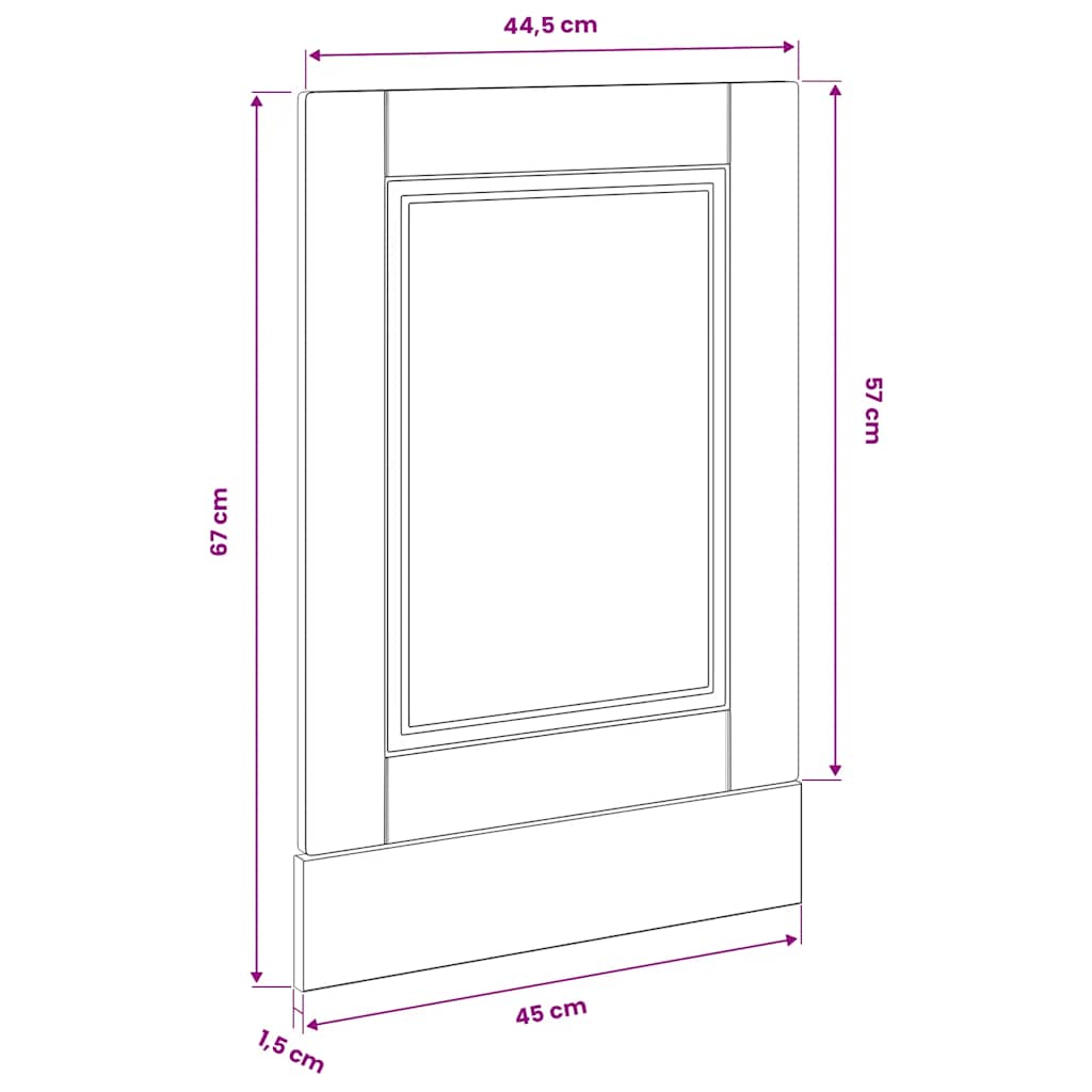 Dishwasher Panel Porto Black 45x1,5x57 cm Engineered Wood