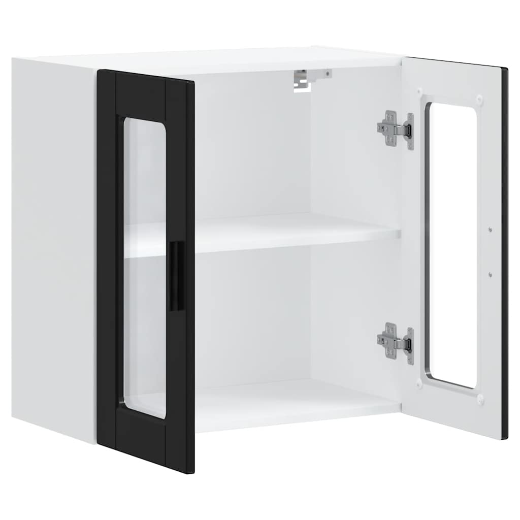 Kitchen Wall Cabinet with Glass Door "Porto" Black