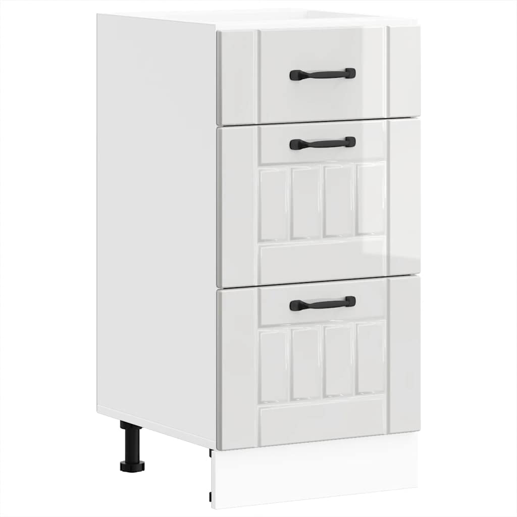 Kitchen Base Cabinet "Lucca" High Gloss White Engineered Wood