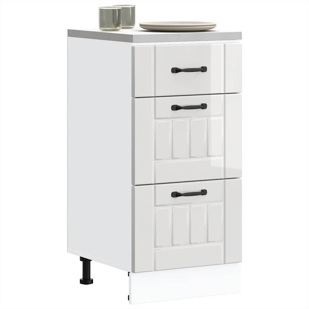 Kitchen Base Cabinet "Lucca" High Gloss White Engineered Wood