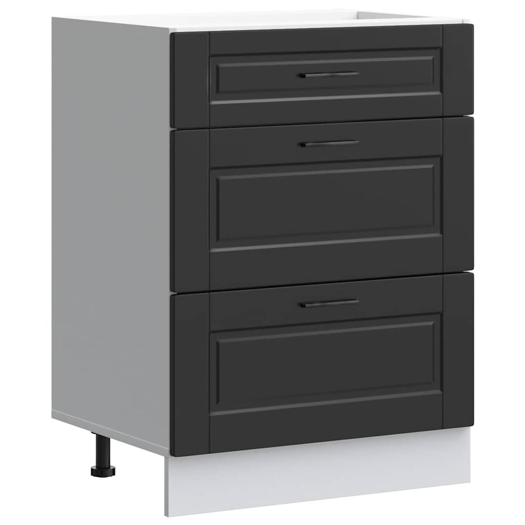 Kitchen Base Cabinet "Porto" Black Engineered Wood