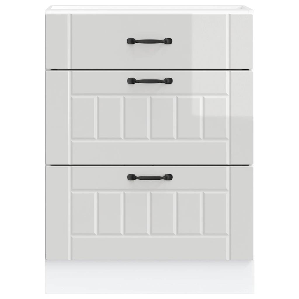 Kitchen Base Cabinet "Lucca" High Gloss White Engineered Wood