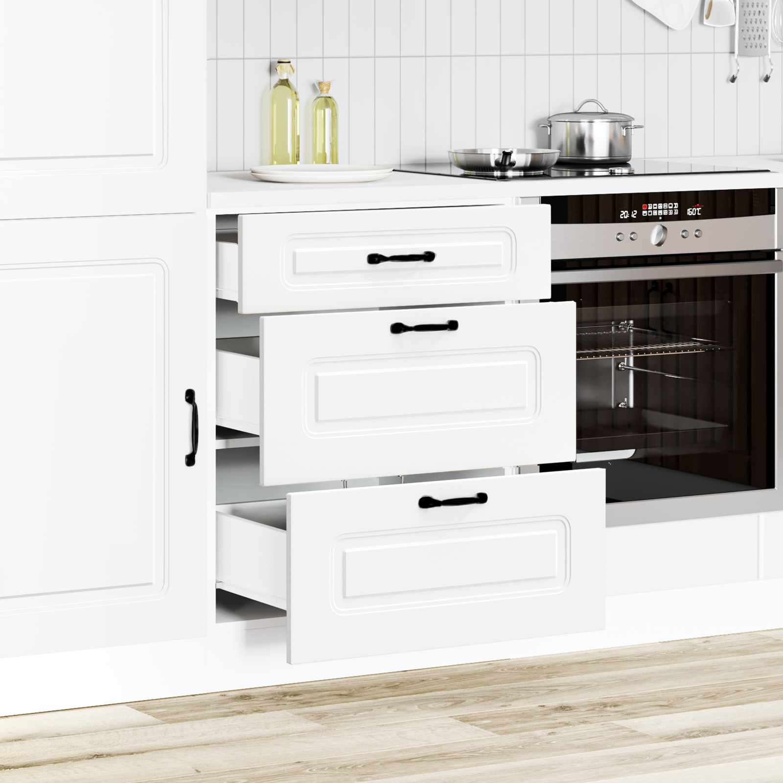 Kitchen Base Cabinet Kalmar White Engineered Wood