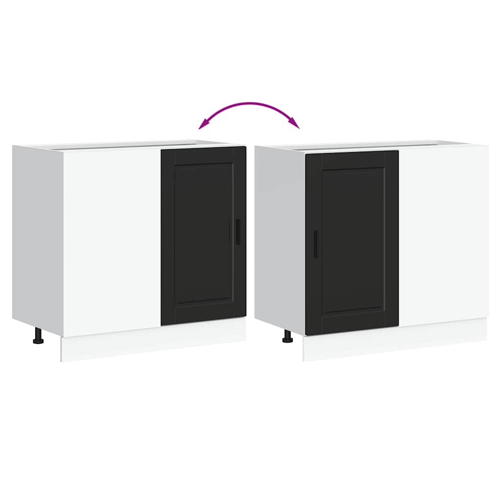 Kitchen Base Cabinet "Porto" Black Engineered Wood