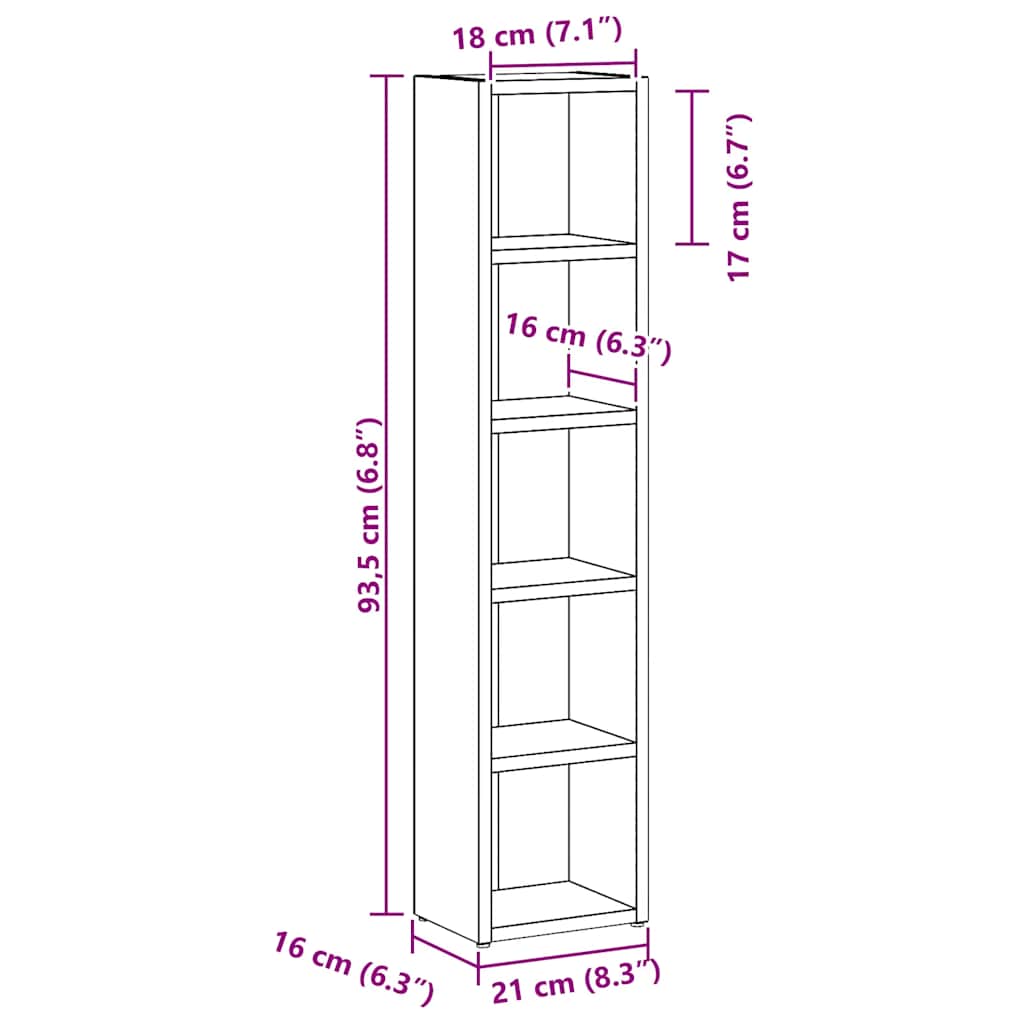 CD Cabinets 2 pcs Artisan Oak 21x16x93,5 cm Engineered Wood