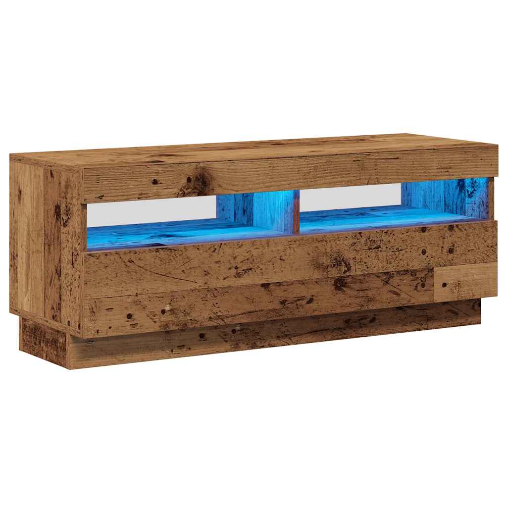 TV Cabinet with LED Lights Old Wood 100x35x40 cm Engineered Wood