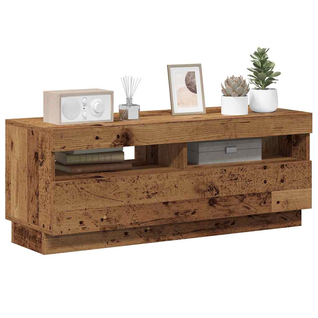 TV Cabinet with LED Lights Old Wood 100x35x40 cm Engineered Wood