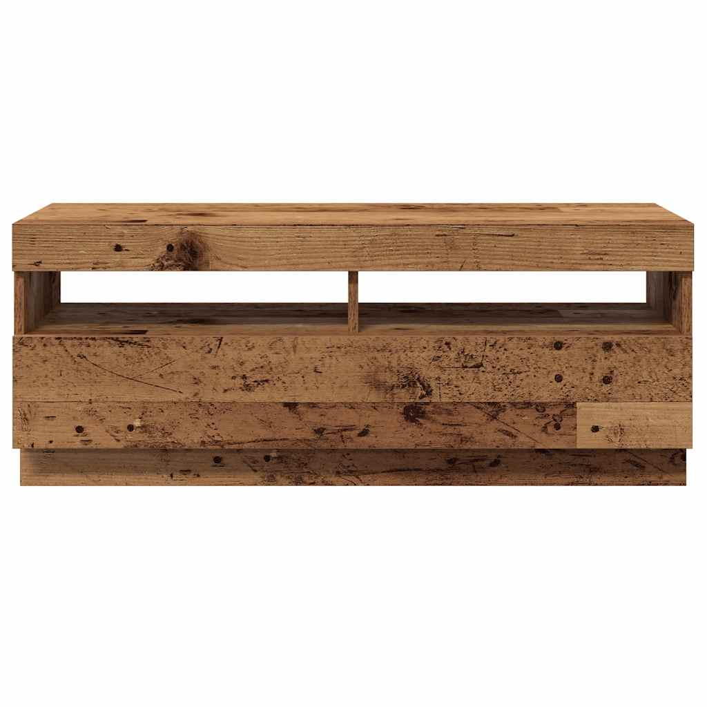 TV Cabinet with LED Lights Old Wood 100x35x40 cm Engineered Wood