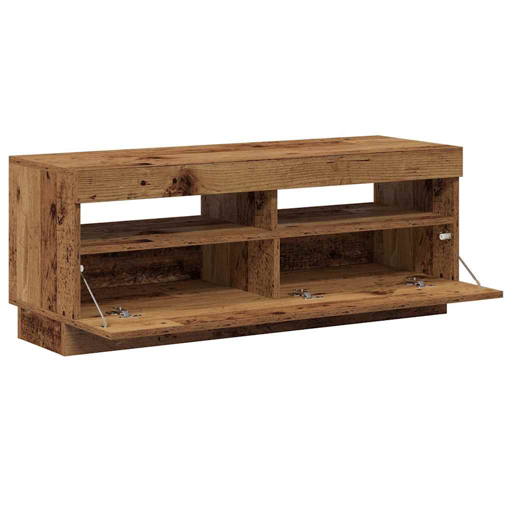 TV Cabinet with LED Lights Old Wood 100x35x40 cm Engineered Wood