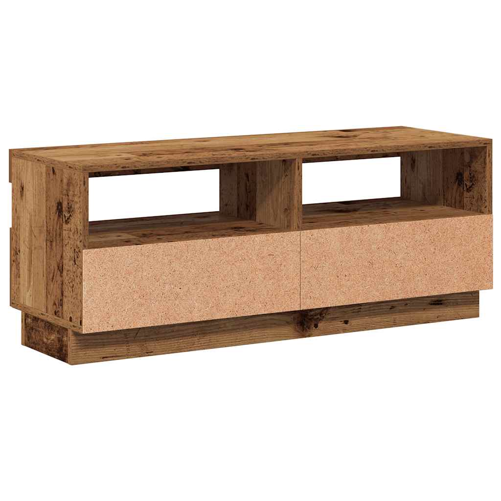TV Cabinet with LED Lights Old Wood 100x35x40 cm Engineered Wood