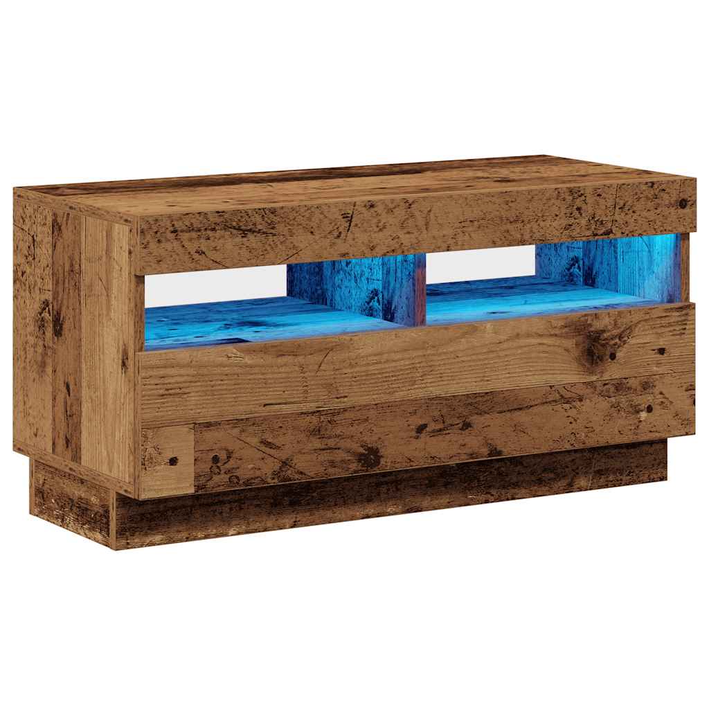 TV Cabinet with LED Lights Old Wood 80x35x40 cm Engineered Wood