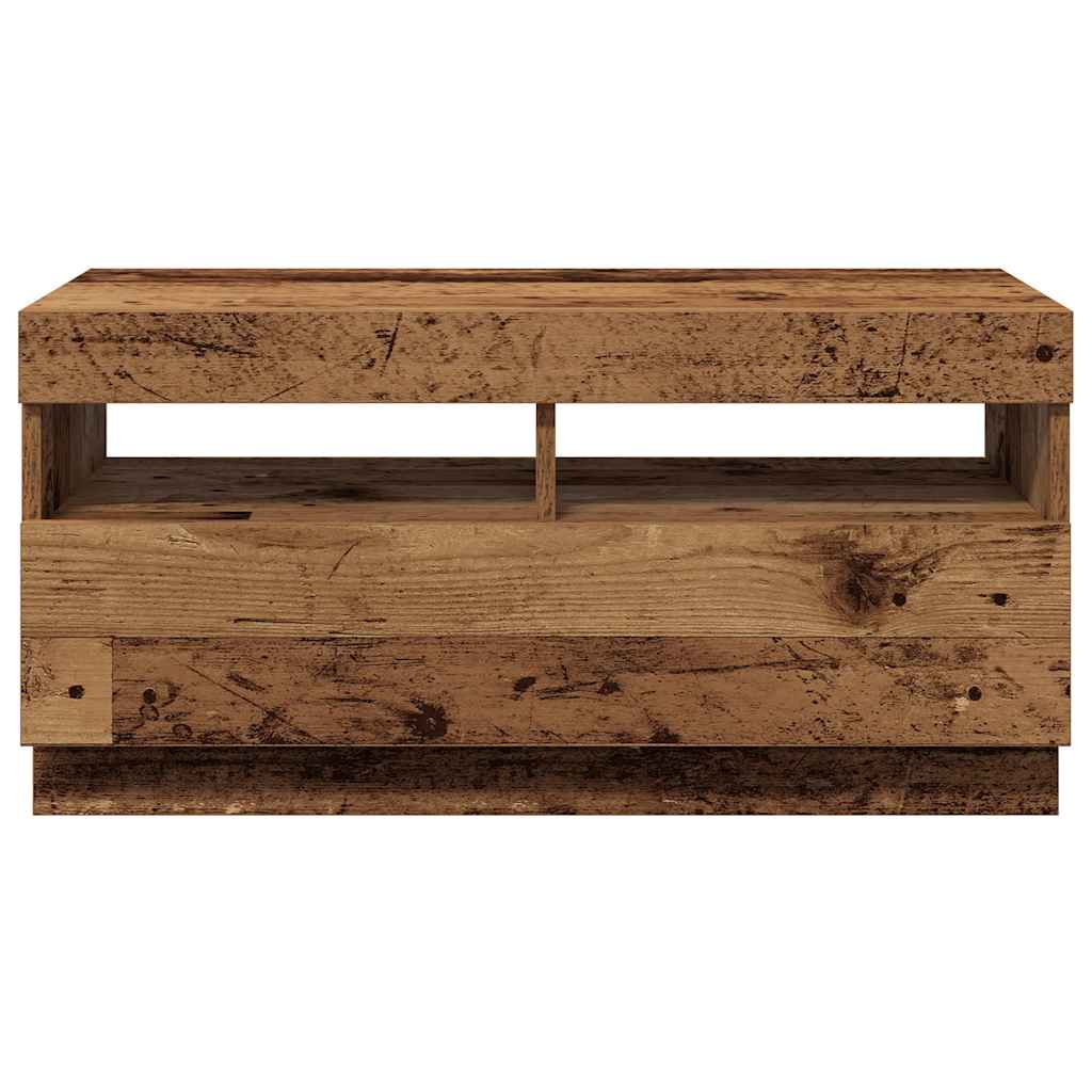 TV Cabinet with LED Lights Old Wood 80x35x40 cm Engineered Wood