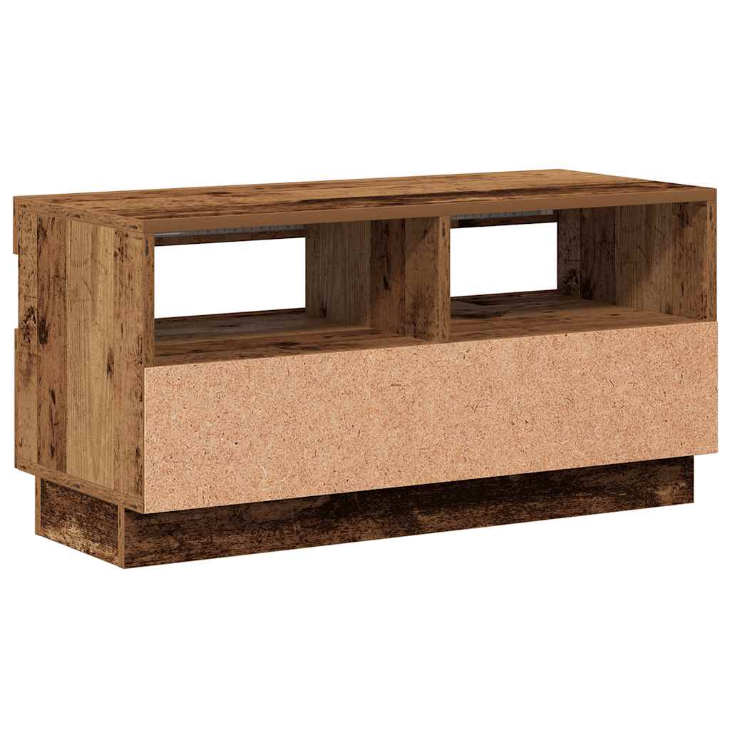 TV Cabinet with LED Lights Old Wood 80x35x40 cm Engineered Wood