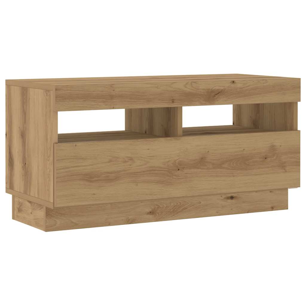 TV Cabinet with LED Lights Artisian Oak 80x35x40 cm Engineered Wood