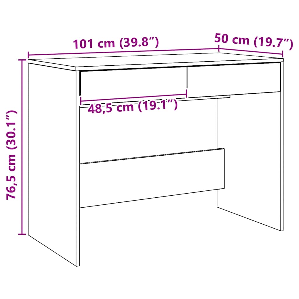 Desk Artisan Oak 101x50x76.5 cm Engineered Wood