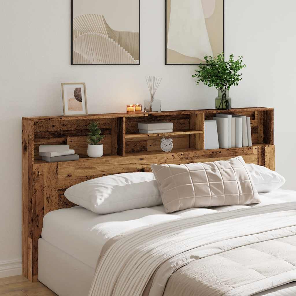 Headboard Cabinet Old Wood 200x19x103,5 cm Engineered Wood