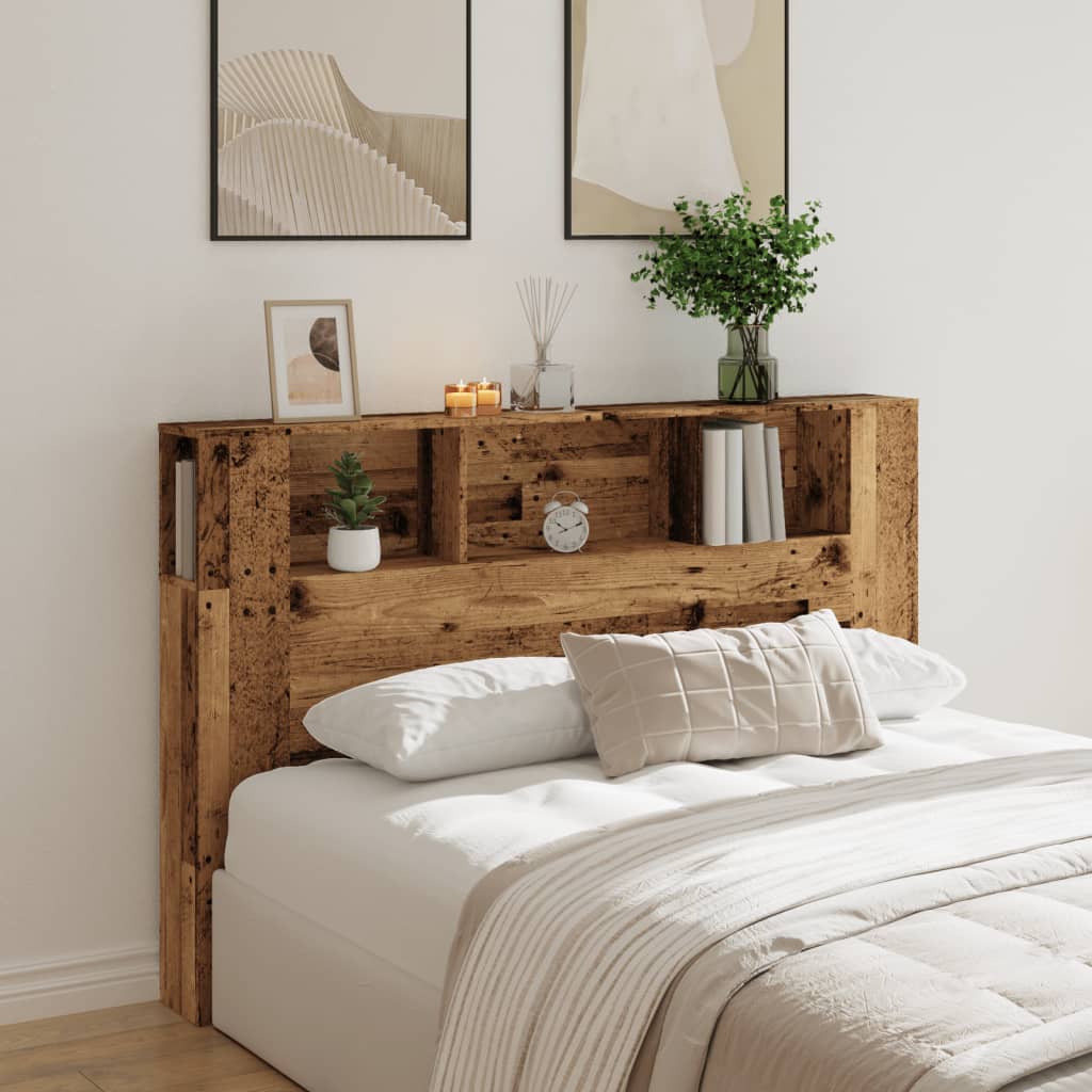 Headboard Cabinet Old Wood 160x18,5x103,5 cm Engineered Wood