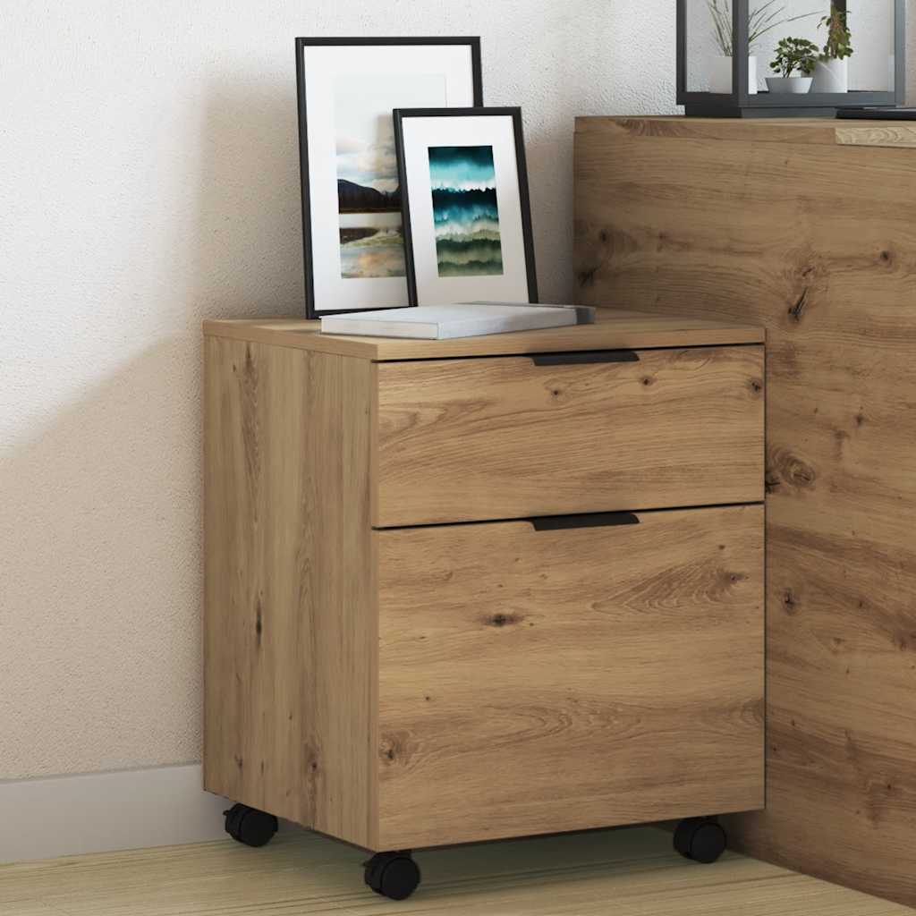 Mobile File Cabinet with Wheels Artisan Oak 45x38x54 cm