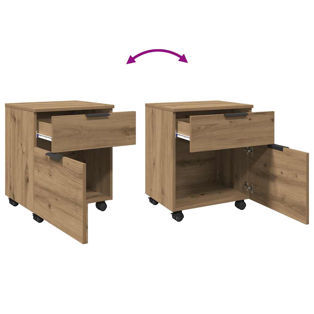 Mobile File Cabinet with Wheels Artisan Oak 45x38x54 cm