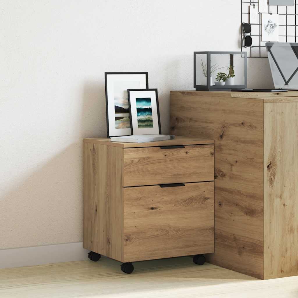 Mobile File Cabinet with Wheels Artisan Oak 45x38x54 cm