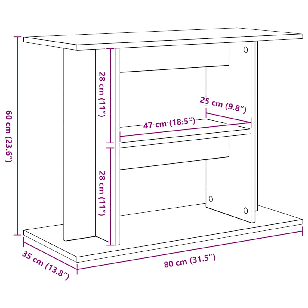 Aquarium Stand Old Wood 80x35x60 cm Engineered Wood