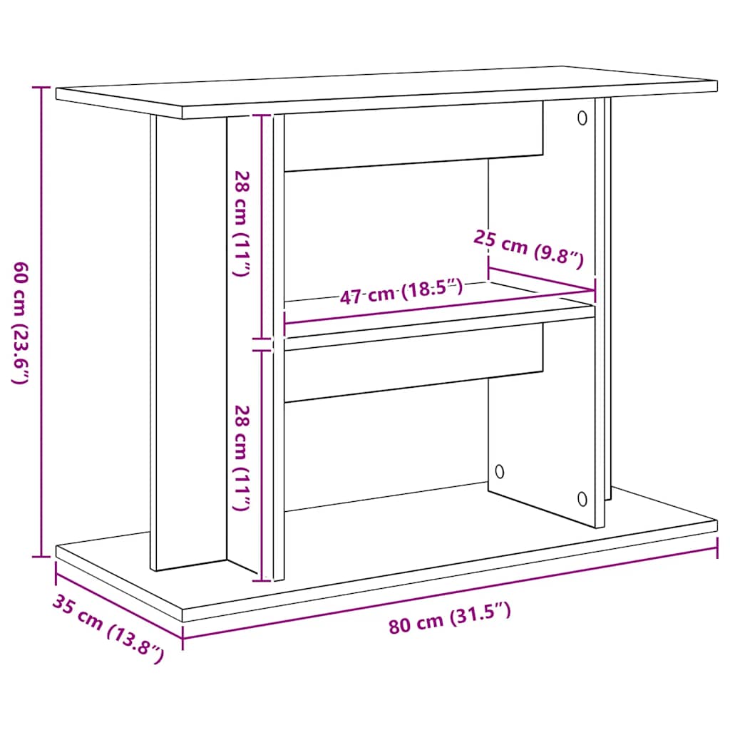 Aquarium Stand Artisan Oak 80x35x60 cm Engineered Wood
