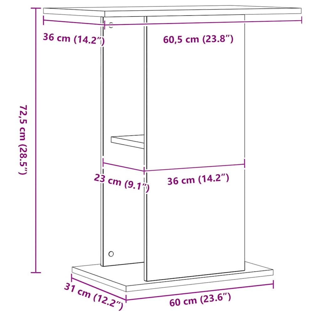 Aquarium Stand Artisan Oak 36x60.5x72.5 cm Engineered Wood