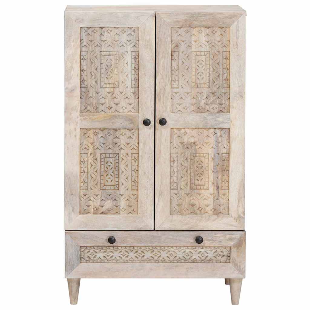 Highboard 60 x 33 x 100 cm Solid Mango Wood Bleached White