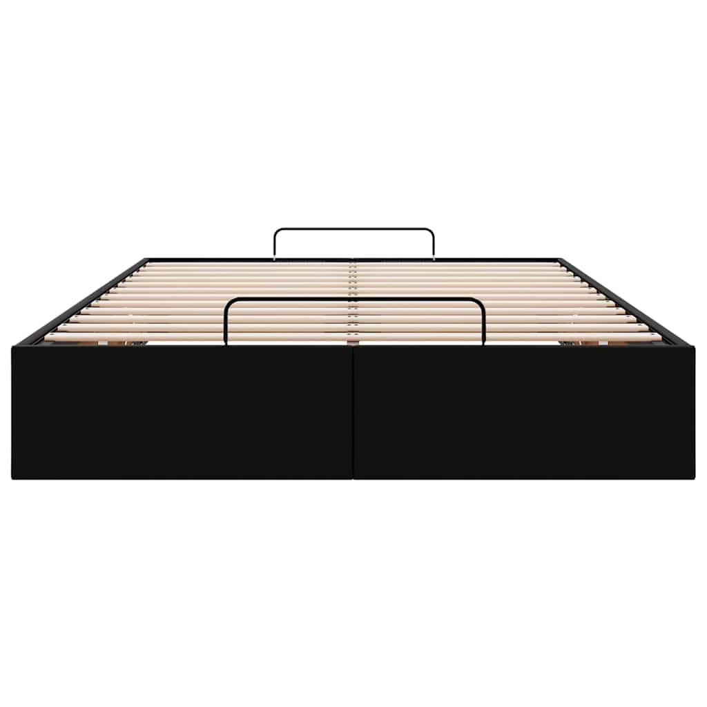 Ottoman Storage Bed Frame without Mattress Black King Single Faux Leather