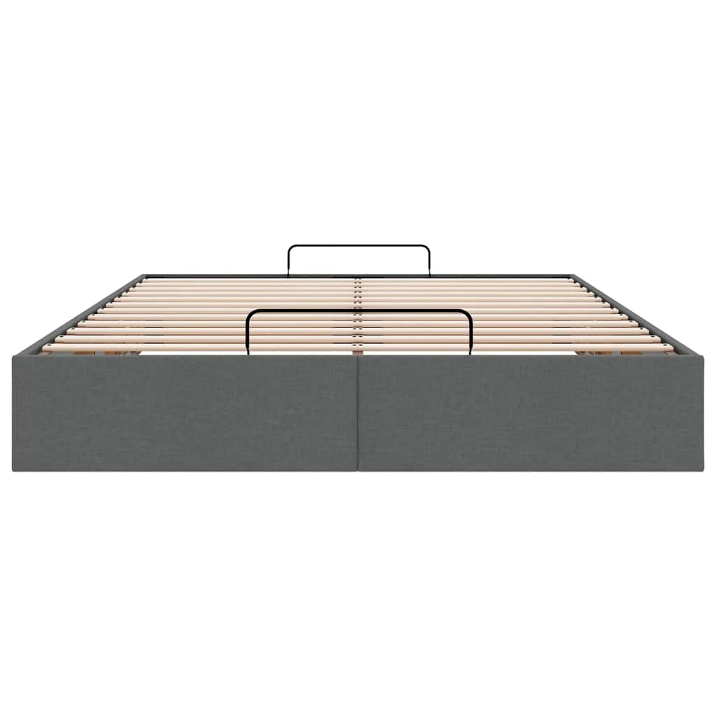 Ottoman Storage Bed Frame without Mattress Dark Grey Double Fabric