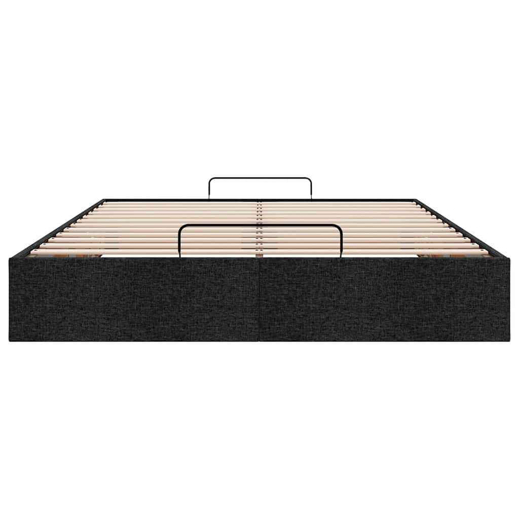 Ottoman Storage Bed Frame without Mattress Black Queen Fabric
