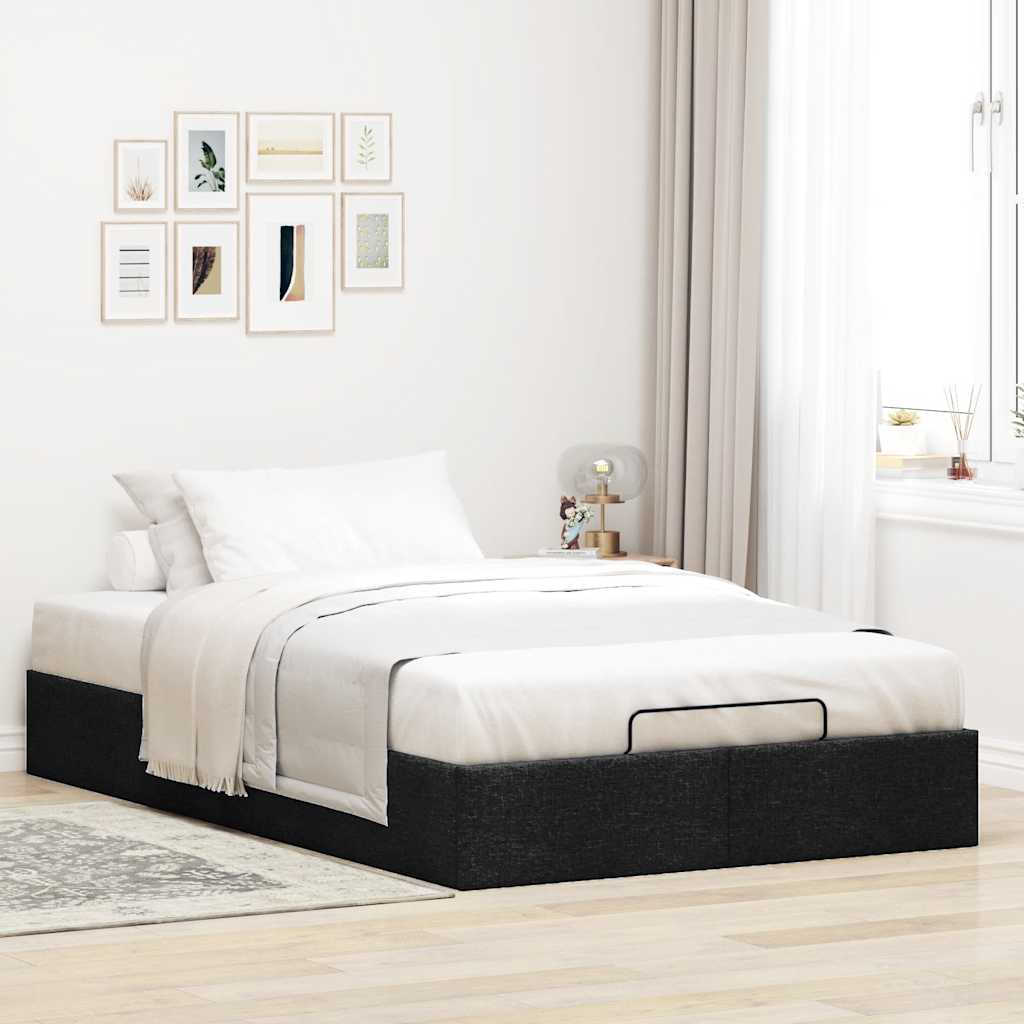 Ottoman Storage Bed Frame without Mattress Black King Single Fabric