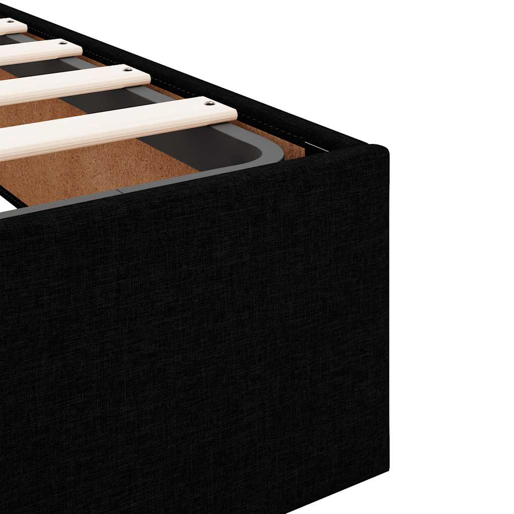 Ottoman Bed with Mattress Black Queen Fabric