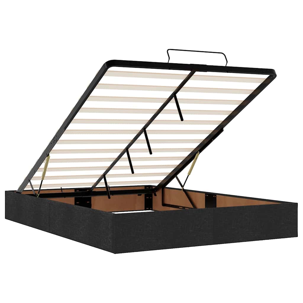 Ottoman Bed with Mattress Black Queen Fabric