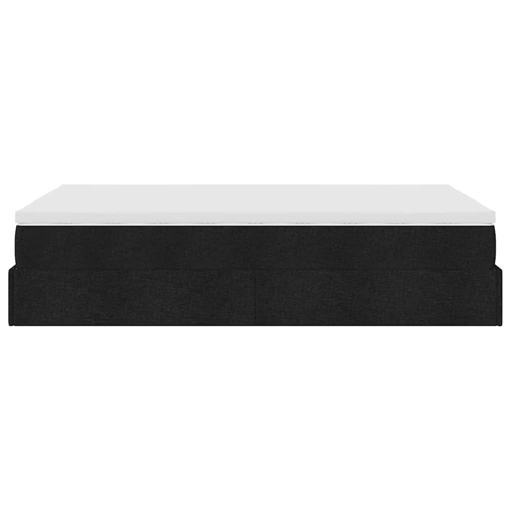 Ottoman Bed with Mattress Black King Single Fabric