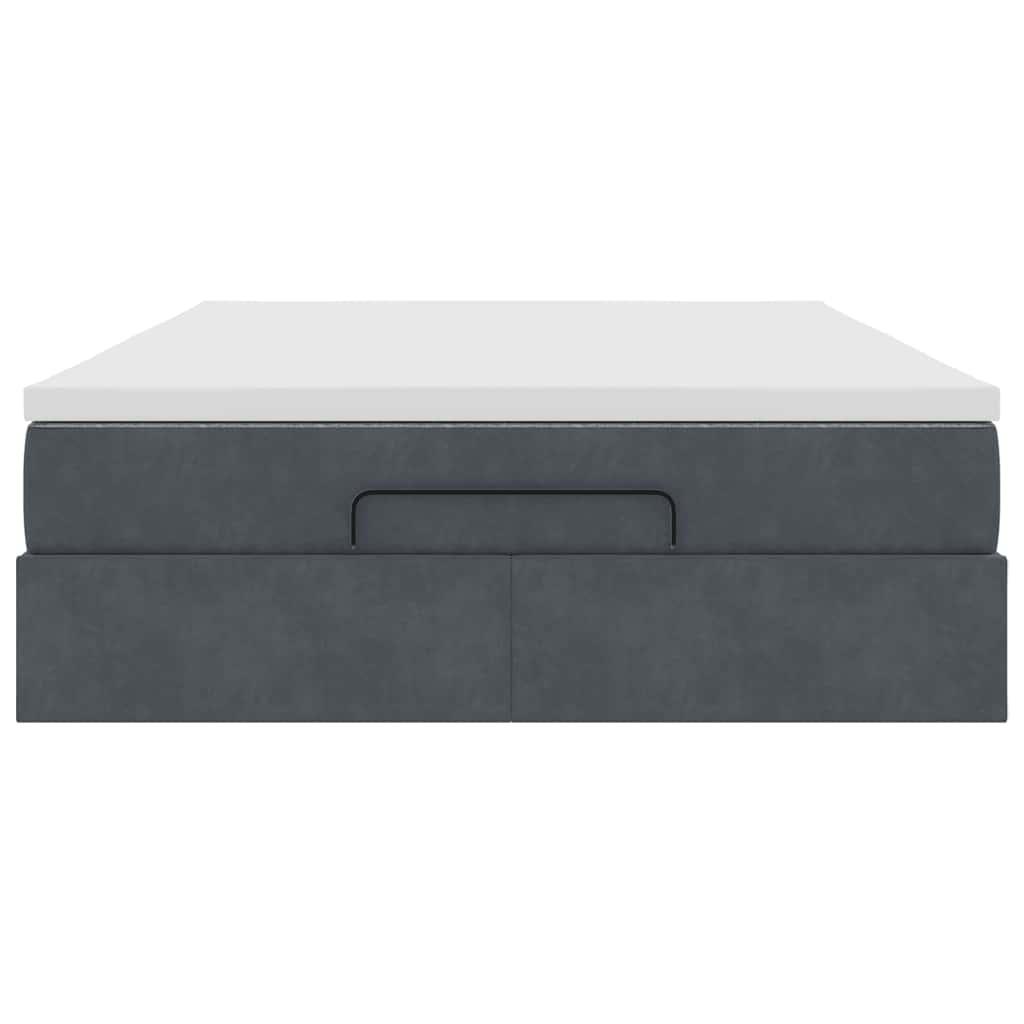 Ottoman Bed with Mattress Dark Grey Double Velvet