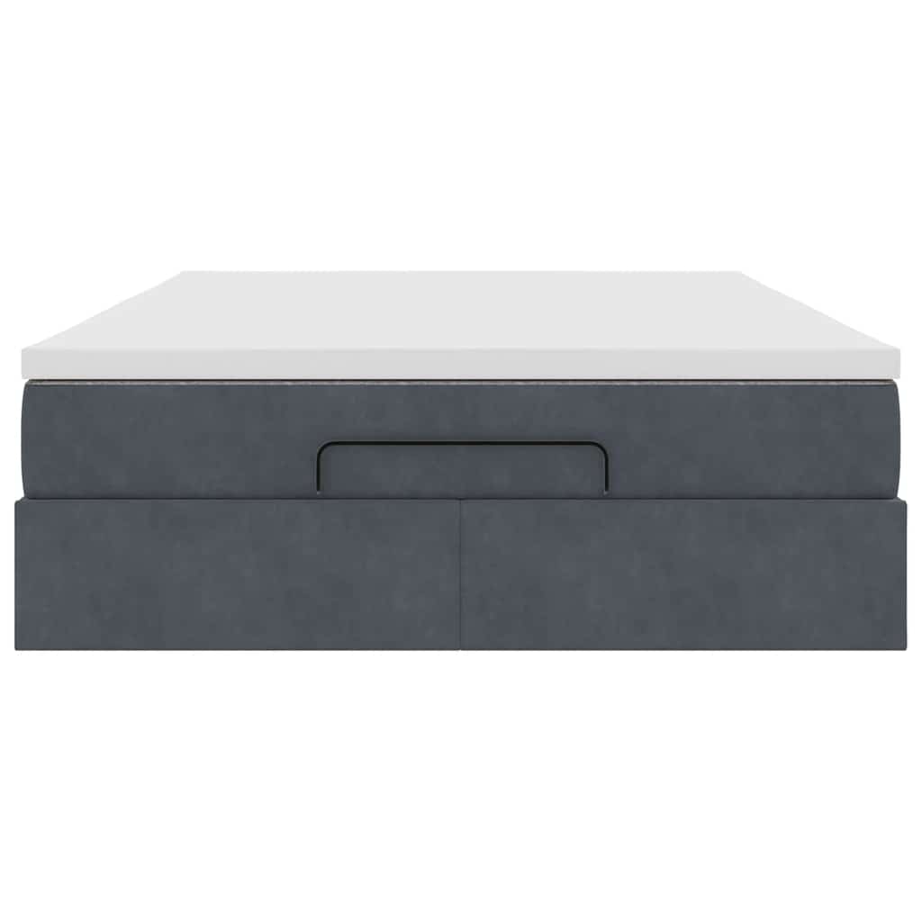 Ottoman Bed with Mattress Dark Grey Double Velvet