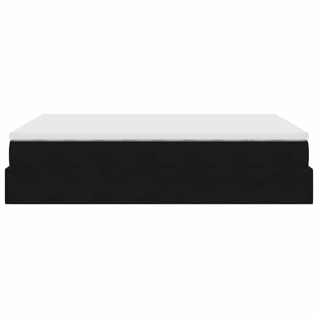 Ottoman Bed with Mattress Black Queen Velvet
